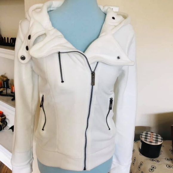 DoubleJu Jackets & Blazers - NWT DoubleJu fleece hooded moto jacket
